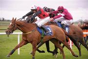 4 December 2011; Sam Bass, left, with Paul Carberry up, on their way to winning the Bar One Racing Juvenile 3-Y-O Hurdle ahead of eventual 2nd place His Excellency, right, with Davy Russell up, and eventual 3rd place One Cool Shabra, with John Cullen up. Fairyhouse Racecourse, Co. Meath. Photo by Sportsfile