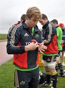 6 December 2011; Munster's Danny Barnes tapes up his hand before squad training ahead of their Heineken Cup, Pool 1, Round 3, game against Scarlets on Saturday. Munster Rugby Squad Training, University of Limerick, Limerick. Picture credit: Diarmuid Greene / SPORTSFILE