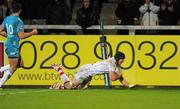 9 December 2011; Stephen Ferris, Ulster, scores his side's first try. Heineken Cup, Pool 4, Round 3, Ulster v Aironi, Ravenhill Park, Belfast, Co. Antrim. Picture credit: Oliver McVeigh / SPORTSFILE