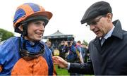 27 May 2017; Trainer Aidan O'Brien and jockey Ryan Moore after sending out Churchill to win the Tattersalls Irish 2,000 Guineas at Tattersalls Irish Guineas Festival at The Curragh, Co Kildare. Photo by Cody Glenn/Sportsfile