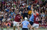 28 May 2017; Jason Flynn, left, and Conor Whelan of Galway in action against Liam Rushe, left, and Eoghan O'Donnell of Dublin during the Leinster GAA Hurling Senior Championship Quarter-Final match between Galway and Dublin at O'Connor Park, in Tullamore, Co. Offaly. Photo by Daire Brennan/Sportsfile