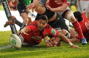 18 December 2011; Lifeimi Mafi, Munster, sees the ball escape him for a try during the second half. Heineken Cup, Pool 1, Round 4, Munster v Scarlets, Thomond Park, Limerick. Picture credit: Stephen McCarthy / SPORTSFILE