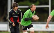 22 December 2011; Munster's Mick O'Driscoll, supported by Donncha O'Callaghan, in action during squad training ahead of their Celtic League game against Connacht on Monday. Munster Rugby Squad Training, Kilballyowen Park, Bruff, Co. Limerick. Picture credit: Diarmuid Greene / SPORTSFILE