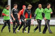 22 December 2011; Munster players, from left to right, Sean Scanlon, Luke O'Dea, Ian Keatley, Danny Barnes, Simon Zebo and Tom Gleeson during squad training ahead of their Celtic League game against Connacht on Monday. Munster Rugby Squad Training, Kilballyowen Park, Bruff, Co. Limerick. Picture credit: Diarmuid Greene / SPORTSFILE