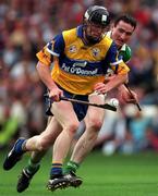 22 August 1998; Niall Gilligan of Clare in action against Kevin Kinahan of Offaly during the Guinness All-Ireland Hurling All-Ireland Senior Championship Semi-Final Replay match between Clare and Offaly at Croke Park in Dublin. Photo by Ray McManus/Sportsfile