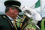 2 June 2002; A band member plays the trombone during the Bank of Ireland Connacht Senior Football Championship Semi-Final match between Mayo and Galway at MacHale Park in Castlebar, Mayo. Photo by Ray McManus/Sportsfile