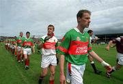 2 June 2002; Mayo captain James Nallen leads his team in the pre-match parade prior to the Bank of Ireland Connacht Senior Football Championship Semi-Final match between Mayo and Galway at MacHale Park in Castlebar, Mayo. Photo by Ray McManus/Sportsfile