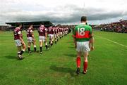 2 June 2002; The Mayo and Galway teams during the pre-match parade prior to the Bank of Ireland Connacht Senior Football Championship Semi-Final match between Mayo and Galway at MacHale Park in Castlebar, Mayo. Photo by Ray McManus/Sportsfile