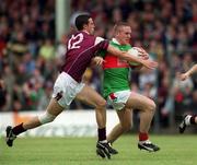 2 June 2002; Mayo's David Heaney in action against Joe Bergin of Galway during the Bank of Ireland Connacht Senior Football Championship Semi-Final match between Mayo and Galway at MacHale Park in Castlebar, Mayo. Photo by Ray McManus/Sportsfile