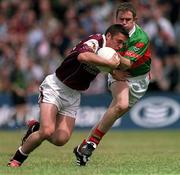 2 June 2002; Alan Kerins of Galway in action against Gary Ruane of Mayo during the Bank of Ireland Connacht Senior Football Championship Semi-Final match between Mayo and Galway at MacHale Park in Castlebar, Mayo. Photo by Ray McManus/Sportsfile