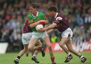 2 June 2002; James Nallen of Mayo in action against Tomas Mannion of Galway during the Bank of Ireland Connacht Senior Football Championship Semi-Final match between Mayo and Galway at MacHale Park in Castlebar, Mayo. Photo by Ray McManus/Sportsfile