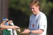 7 June 2002; Steve Staunton during a Republic of Ireland training session in Chiba, Japan. Photo by David Maher/Sportsfile