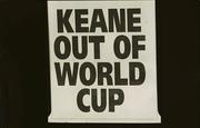 23 May 2002; A headline announcing that Roy Keane of Repubc of Ireland has been sent home from the Republic of Ireland training camp in Saipan, ahead of the FIFA World Cup 2002 in South Korea and Japan. Photo by Damien Eagers/Sportsfile