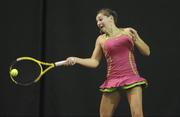 30 December 2011; Lynsey McCullagh, Larne, Co. Antrim, in action against Tanya Murtagh, Malahide, Co. Dublin, during their Women's Singles semi-final. National Indoor Tennis Championship Semi-Finals, David Lloyd Riverview, Clonskeagh, Dublin. Photo by Sportsfile