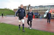 3 January 2012; Munster's Paul O'Connell and Denis Fogarty make their way out for squad training ahead of their Celtic League game against Treviso on Saturday. Munster Rugby Squad Training, University of Limerick, Limerick. Picture credit: Diarmuid Greene / SPORTSFILE