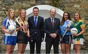 6 June 2017; Minister for Transport, Tourism and Sport, Shane Ross (centre right) with Patrick O’Donovan TD, Minister of State for Tourism and Sport who were joined by Ladies Gaelic Football Players Ellen McCarron from Monaghan and Niamh Lister from Meath and Camogie players Edwina Keane from Kilkenny and Ali Twomey from Dublin, were all present to announce funding to the value of €428,000 which will be provided to adult intercounty Camogie and Ladies Gaelic Football teams in the coming weeks. €500,000 worth of funding will be provided in 2017 and again in 2018. The funding, which will be distributed through Sport Ireland, was agreed following a joint proposal by the Camogie Association, the LGFA and the WGPA . Wilson Hartnell, Ely Place, Dublin. Photo by Matt Browne/Sportsfile