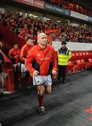 12 November 2011; Munster's John Hayes makes his way out onto the pitch before the start of the game. Heineken Cup, Pool 1, Round 1, Munster v Northampton Saints, Thomond Park, Limerick. Picture credit: Diarmuid Greene / SPORTSFILE
