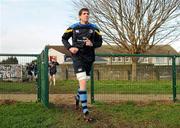 9 January 2012; Leinster's Mark Flanagan makes his way to squad training ahead of their Heineken Cup, Pool 3, Round 5, game against Glasgow Warriors on Sunday. Leinster Rugby Squad Training, UCD, Belfield, Dublin. Picture credit: Barry Cregg / SPORTSFILE