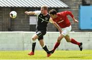 3 June 2017; Eóin Hanrahan of Ireland Regions in action against Rob McBey of Jersey during the Junior International Friendly match between Ireland and Jersey at Jackman Park, in Limerick. Photo by Matt Browne/Sportsfile