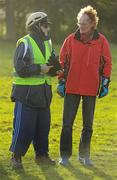 1 January 2012; Former Olympians Willie Dunne, left, and Jim McNamara, both members of Donore Harriers AC, at the 2012 Tom Brennan Memorial Trophy 5K Road Race. The Furze Road, Phoenix Park, Dublin. Picture credit: Pat Murphy / SPORTSFILE