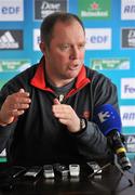 11 January 2012; Munster head coach Tony McGahan speaking during a press conference ahead of their Heineken Cup, Pool 1, Round 5, game against Castres Olympique on Saturday. Munster Rugby Squad Press Conference, University of Limerick, Limerick. Picture credit: Diarmuid Greene / SPORTSFILE