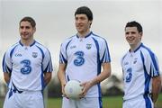 12 January 2012; Waterford footballers from left, Eamon  Walsh, Tommy Prendergast and J.J. Hutchinson at the announcement of Three mobile’s partnership renewal of Waterford GAA. Current partners Three announced a renewal of their partnership deal which will see Ireland’s fastest-growing mobile provider pledge their support to the Deise county for a further three years. The partnership of Waterford GAA covers both the hurling and football codes and includes all grades from minor to senior inter-county teams. Three Mobile and Waterford GAA Sponsorship Announcement Launch, Waterford Institute of Technology, Co. Waterford. Picture credit: Barry Cregg / SPORTSFILE