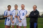 12 January 2012; Waterford hurlers, from left, Tony Browne, Shane O'Sullivan and John Mullane with manager Michael Ryan at the announcement of Three mobile’s partnership renewal of Waterford GAA. Current partners Three announced a renewal of their partnership deal which will see Ireland’s fastest-growing mobile provider pledge their support to the Deise county for a further three years. The partnership of Waterford GAA covers both the hurling and football codes and includes all grades from minor to senior inter-county teams. Three Mobile and Waterford GAA Sponsorship Announcement Launch, Waterford Institute of Technology, Co. Waterford. Picture credit: Stephen McCarthy / SPORTSFILE