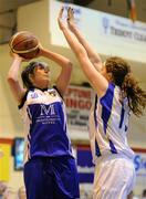 14 January 2012; Grainne Dwyer, Team Montenotte Hotel, Cork, in action against Aoife McDermott, UL. Women's Superleague Cup Semi-Final, Team Montenotte Hotel, Cork v UL, Neptune Stadium, Cork. Picture credit: Brendan Moran / SPORTSFILE