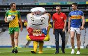 7 June 2017; The GAA and GPA are delighted to announce a new partnership with Pat the Baker to promote the new Protein Bread at Croke Park in Dublin. The five year revenue share agreement will see a percentage of all sales going towards the GPA Player Development Programme, supported by the GAA. The Programme assists county players in critical areas of their off-field lives including education, career and personal development, health and wellbeing. In attendance at the launch are, from left, Donegal footballer Michael Murphy, former Dublin footballer Alan Brogan and Tipperary hurler Padraic Maher. Photo by Brendan Moran/Sportsfile