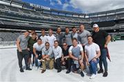 7 June 2017; Ireland players, back row, from left, Andrew Conway, Luke McGrath, Dave Heffernan, Josh van der Flier, James Tracy, Jack Conan, Rhys Ruddock, Tiernan O'Halloran, Dan Leavy and Andrew Porter. Front row, from left, John Cooney, MetLife stadium tour guides, Kieran Marmion and Rory O'Loughlin, on a tour of the MetLife Stadium in New Jersey during the team's down day ahead of their match against USA. Photo by Ramsey Cardy/Sportsfile