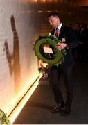 8 June 2017; British and Irish Lions captain Sam Warburton places a wreath at the Canterbury Earthquake National Memorial in Christchurch, New Zealand. Photo by Stephen McCarthy/Sportsfile