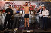 9 June 2017; Ryan Doyle weighs in ahead of his vacant WBA International Super-Featherweight bout against James Tennyson at the Boxing in Belfast event in the Hilton Hotel, Belfast. Photo by David Fitzgerald/Sportsfile