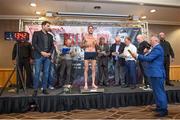 9 June 2017; Adam Dingsdale weighs in ahead of his vacant IBF European Lightweight Championship bout against Paul Hyland JR at the Boxing in Belfast event in the Hilton Hotel, Belfast. Photo by David Fitzgerald/Sportsfile