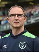 11 June 2017; Republic of Ireland manager Martin O’Neill stands for the national anthem ahead of the FIFA World Cup Qualifier Group D match between Republic of Ireland and Austria at Aviva Stadium, in Dublin. Photo by David Maher/Sportsfile