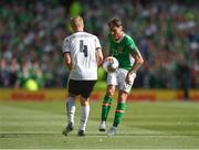 11 June 2017; Jeff Hendrick of Republic of Ireland in action against Martin Hinteregger of Austria during the FIFA World Cup Qualifier Group D match between Republic of Ireland and Austria at Aviva Stadium, in Dublin. Photo by Eóin Noonan/Sportsfile
