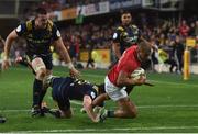 13 June 2017; Jonathan Joseph of the British & Irish Lions goes over to score his side's first try during the match between the Highlanders and the British & Irish Lions at Forsyth Barr Stadium in Dunedin, New Zealand. Photo by Stephen McCarthy/Sportsfile