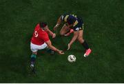 13 June 2017; Rhys Webb of the British & Irish Lions is tackled by Tevita Li of the Highlanders during the match between the Highlanders and the British & Irish Lions at Forsyth Barr Stadium in Dunedin, New Zealand. Photo by Stephen McCarthy/Sportsfile