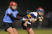 1 February 2012; Sandra Tannian, University College Dublin, in action against Lisa McPolan, University of Ulster Jordanstown. Ashbourne Cup, Round 2, Group B, University College Dublin v University of Ulster Jordanstown, UCD, Belfield, Dublin. Picture credit: Pat Murphy / SPORTSFILE