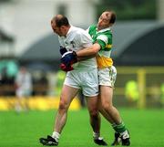 16 June 2002; Killian Brennan of Kildare in action against Finbar Cullen of Offaly during the Bank of Ireland Leinster Senior Football Championship Semi-Final match between Kildare and Offaly at Nowlan Park in Kilkenny. Photo by Ray McManus/Sportsfile