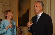 18 June 2002; President of Ireland Mary McAleese watches as Republic of Ireland Manager Mick McCarthy makes a toast to his players during a reception at çras an Uachtaráin prior to the Republic of Ireland homecoming in Phoenix Park, Dublin, following the 2002 FIFA World Cup Finals in South Korea and Japan. Photo by Aoife Rice/Sportsfile