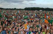 18 June 2002; Supporters cheer during the Republic of Ireland homecoming in Phoenix Park, Dublin, following the 2002 FIFA World Cup Finals in South Korea and Japan. Photo by Aoife Rice/Sportsfile
