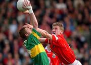 23 June 2002; Colm Cooper of Kerry in action against Cork's Anthony Lynch during the Bank of Ireland Munster Senior Football Championship Semi-Final Replay match between Cork and Kerry at Páirc U’ Chaoimh in Cork. Photo by Brendan Moran/Sportsfile