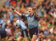 23 June 2002; Ray Cosgrove of Dublin celebrates after scoring his side's first goal during the Bank of Ireland Leinster Senior Football Championship Semi-Final match between Dublin and Meath at Croke Park in Dublin. Photo by Ray McManus/Sportsfile