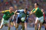 23 June 2002; Ciaran Whelan of Dublin is tackled by Meath's Donal Curtis, left, and Anthony Moyles during the Bank of Ireland Leinster Senior Football Championship Semi-Final match between Dublin and Meath at Croke Park in Dublin. Photo by Damien Eagers/Sportsfile