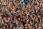 23 June 2002; Dublin supporters cheer on their side from Hill 16 during the Bank of Ireland Leinster Senior Football Championship Semi-Final match between Dublin and Meath at Croke Park in Dublin. Photo by Ray McManus/Sportsfile
