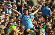 23 June 2002; A Dublin supporter celebrates in the final moments of the game during the Bank of Ireland Leinster Senior Football Championship Semi-Final match between Dublin and Meath at Croke Park in Dublin. Photo by Ray McManus/Sportsfile