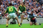 23 June 2002; Nigel Nestor of Meath is tackled by Colin Moran of Dublin during the Bank of Ireland Leinster Senior Football Championship Semi-Final match between Dublin and Meath at Croke Park in Dublin. Photo by Damien Eagers/Sportsfile