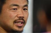 16 June 2017; Fumiaki Tanaka of Japan speaks at a press conference after the captain's run in the Shizuoka Stadium Epoca in Fukuroi, Shizuoka Prefecture, Japan. Photo by Brendan Moran/Sportsfile