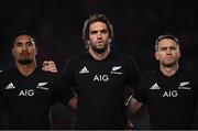 16 June 2017; New Zealand players, from left, Jerome Kaino, Samuel Whitelock and Ben Smith during the International Test match between the New Zealand All Blacks and Samoa at Eden Park in Auckland, New Zealand. Photo by Stephen McCarthy/Sportsfile