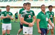 17 June 2017; Ireland players, from left, James Tracy, Garry Ringrose and Andrew Porter leave the pitch after the international rugby match between Japan and Ireland at the Shizuoka Epoca Stadium in Fukuroi, Shizuoka Prefecture, Japan. Photo by Brendan Moran/Sportsfile